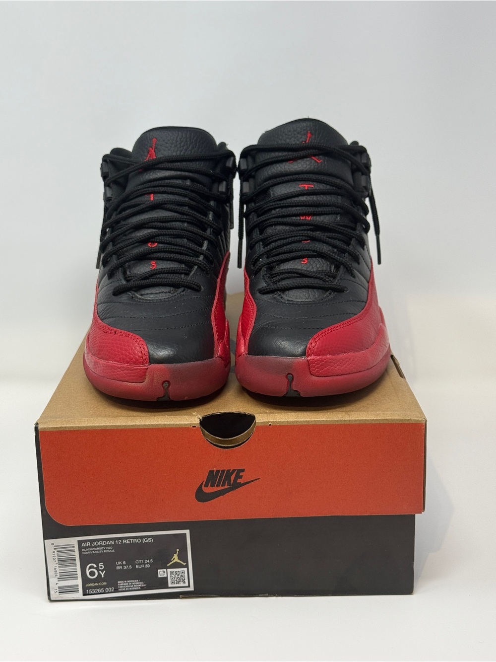 Size 6.5Y -Nike Air Jordan 12 Retro XII Flu Game Varsity Red GS
